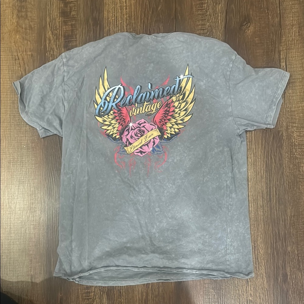 Reclaimed Vintage Gray Graphic Men's Shirt